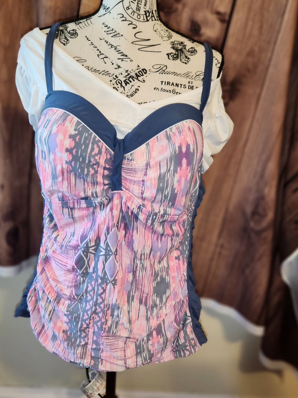 Free Country Pink, Gray & Navy Patterned Camisole